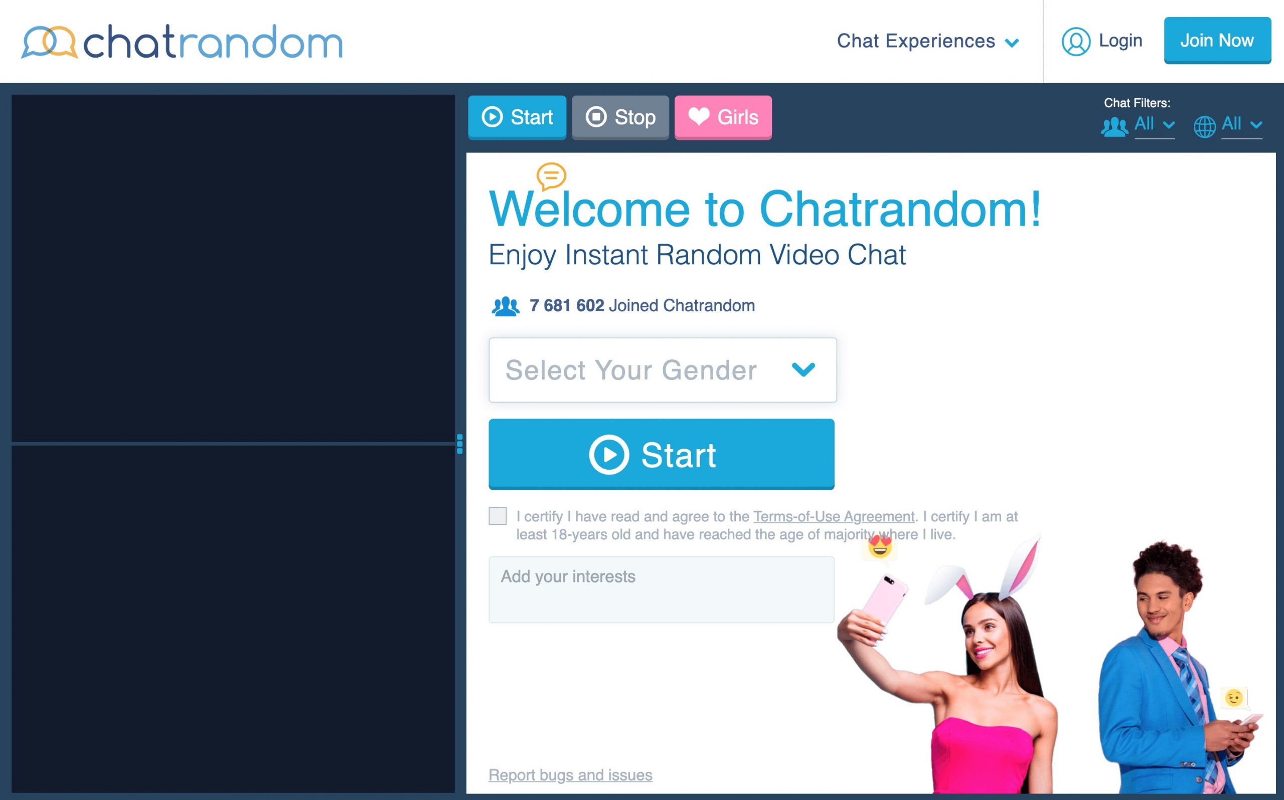 Chatrandom main page