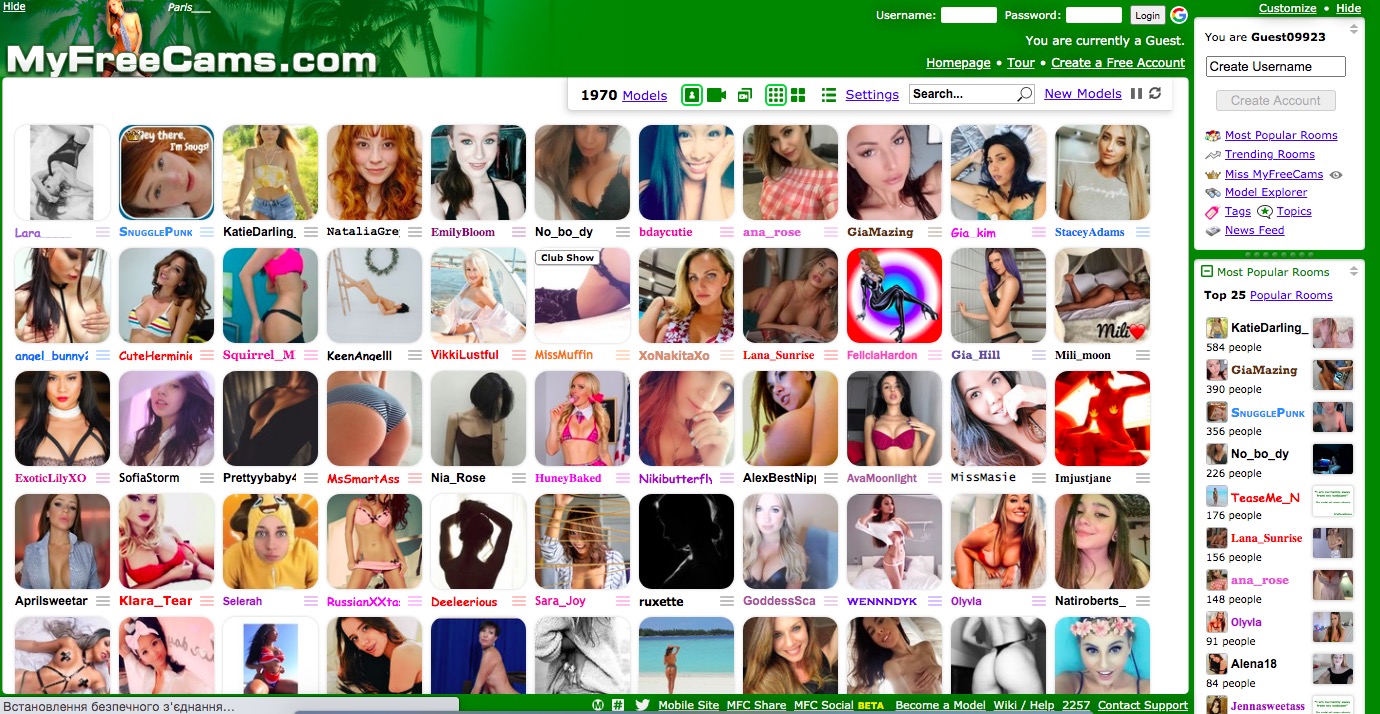 MyFreeCams main page